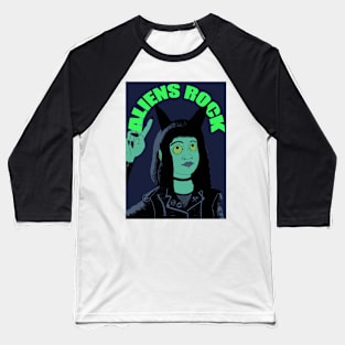 aliens rock girl artwork Baseball T-Shirt